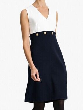 Raoul Grace Cocktail Dress Women 8 Blue White Silk Wool